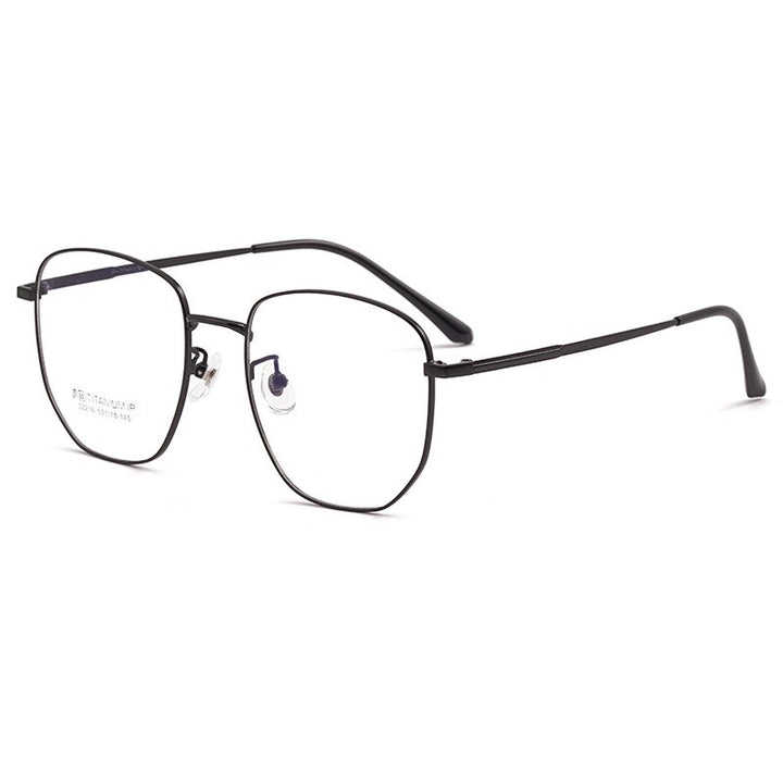 KatKani Unisex Full Rim Polygonal β Titanium Alloy Frame Eyeglasses 32216 Full Rim KatKani Eyeglasses Black  