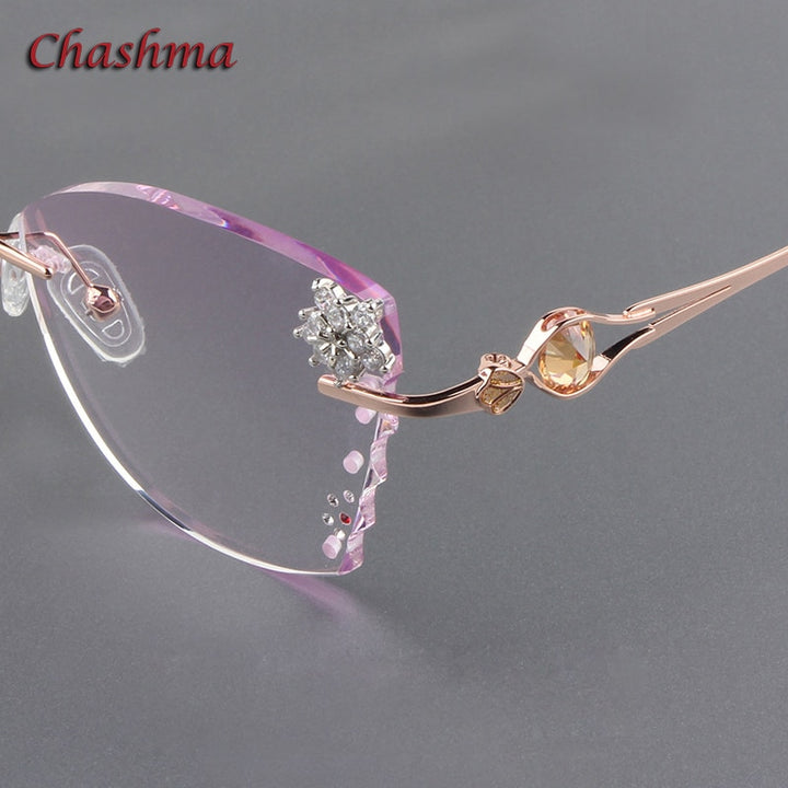 Chashma Ochki Women's Rimless Butterfly Titanium Eyeglasses Gradient Tint Lenses 88301 Rimless Chashma Ochki   