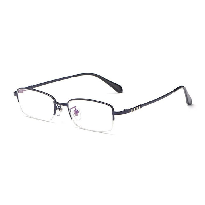 Hotony Men's Semi Rim Titanium Alloy Rectangle Frame Eyeglasses 9071 Semi Rim Hotony Blue  