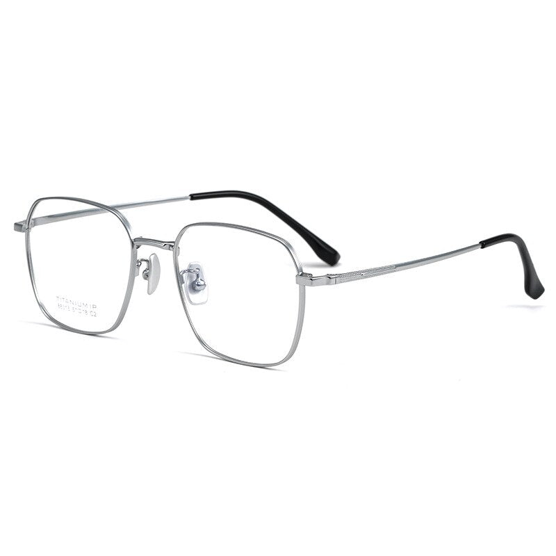 Yimaruili Unisex Full Rim Square Titanium IP Frame Eyeglasses  88318K Full Rim Yimaruili Eyeglasses Silver  