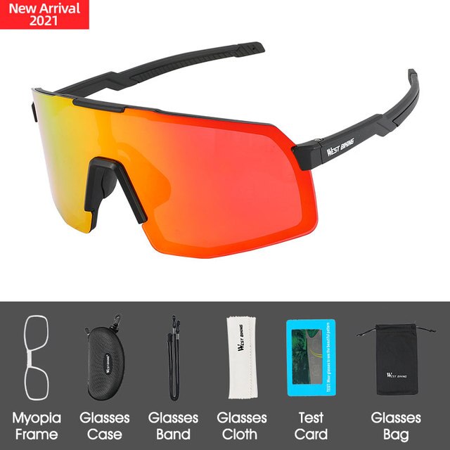 West Biking Unisex Semi Rim Acetate Acrylic Polarized Sport Sunglasses YP0703135 Sunglasses West Biking Black Orange One Size 