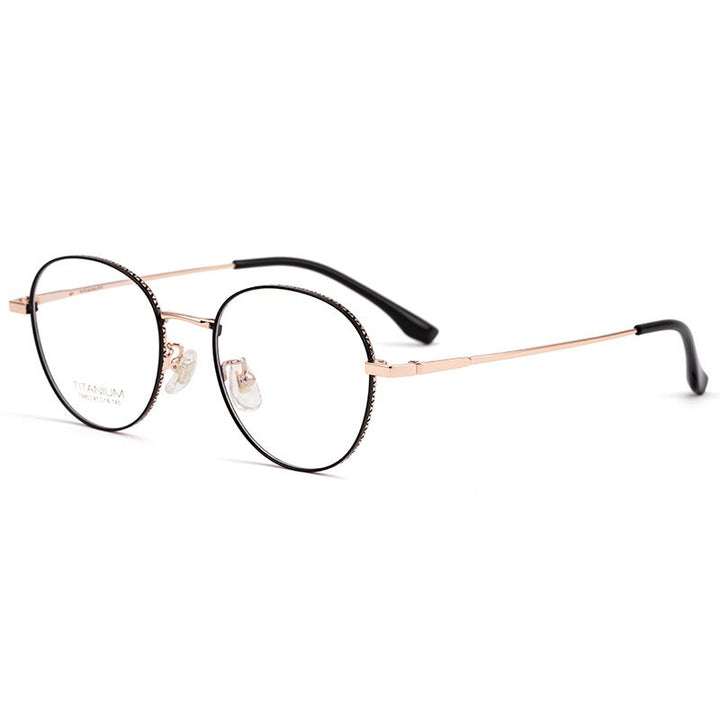 Aissuarvey Round Full Titanium Rim Frame Unisex Eyeglasses Full Rim Aissuarvey Eyeglasses Black rose  