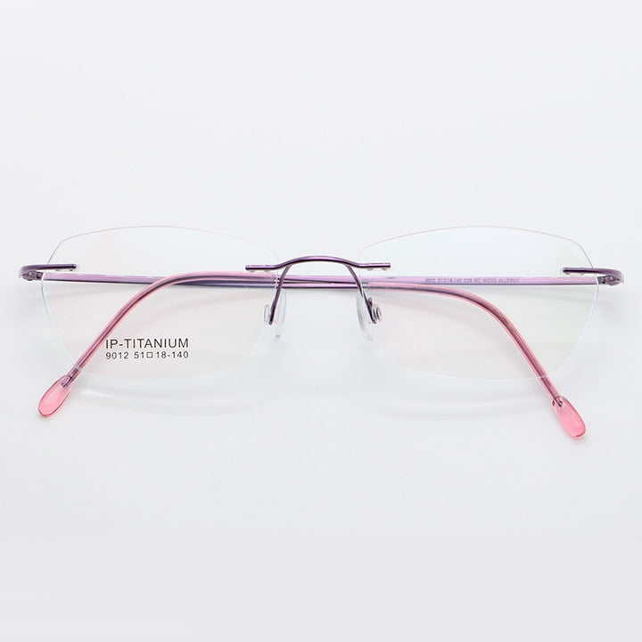 Women's Rimless Titanium Frame Eyeglasses Customizable Lenses 9012 Rimless Bclear Purple  