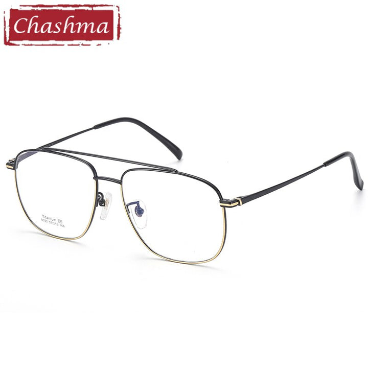 Unisex Oval Titanium Full Rim Frame Eyeglasses 8390 Full Rim Chashma Black Gold  
