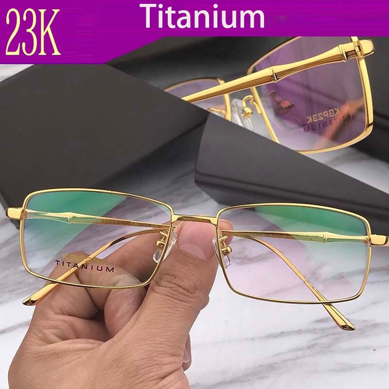 Cubojue Men's Full Rim Square 23k Gold/Titanium Reading Glasses Kgp23k Reading Glasses Cubojue   