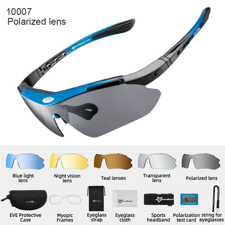 Rockbros Polarized Cycling Glasses 5 Lens Clear Bike Glasses Eyewear Uv400 Outdoor Sport Sunglasses Men Women Cycling Sunglasses RockBros 10007 China 5lens or 1lens