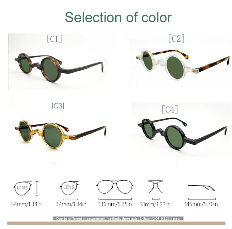 Yujo Men's Acetate Round Full Rim Polarized Sunglasses P001 Sunglasses Yujo   