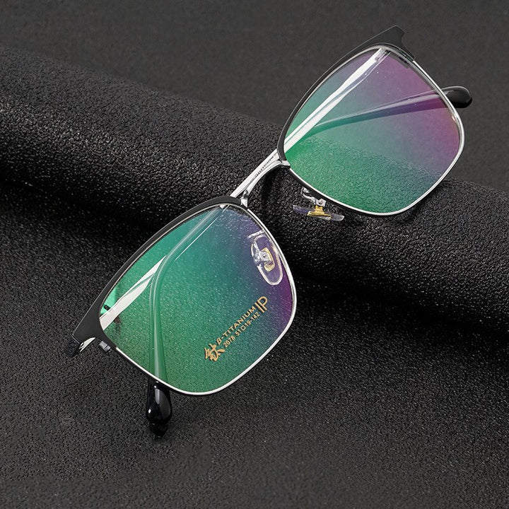 KatKani Men's Full Rim β Titanium Alloy Square Frame Eyeglasses 2078h Full Rim KatKani Eyeglasses   