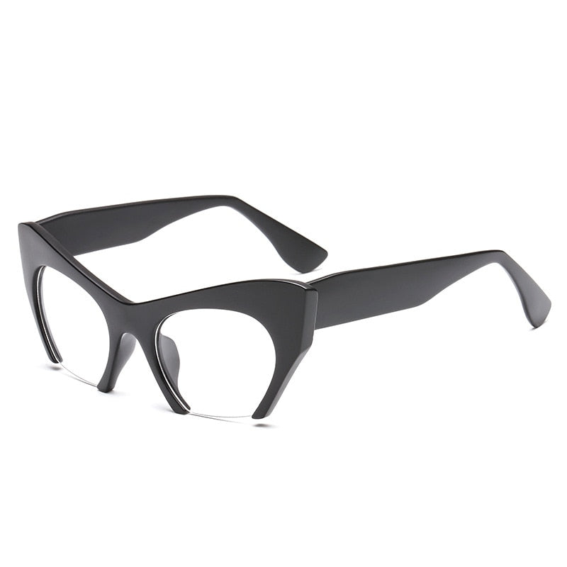 CCSpace Unisex Semi Rim Cat Eye Resin Frame Eyeglasses 45292 Semi Rim CCspace C2Matte-Black  