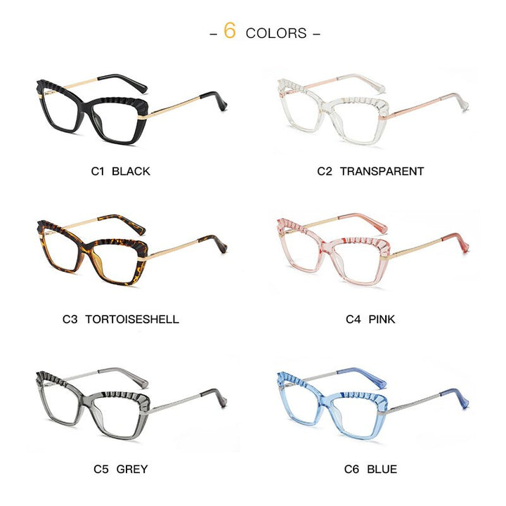 Women's Eyeglasses Acrylic Tr90 Cp Transparent Cat Eye Frame 2046 Frame Gmei Optical   