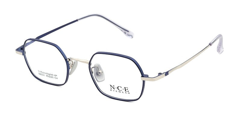 Bclear Unisex Eyeglasses Titanium Small Full Rim Sc88301 Full Rim Bclear blue silver  