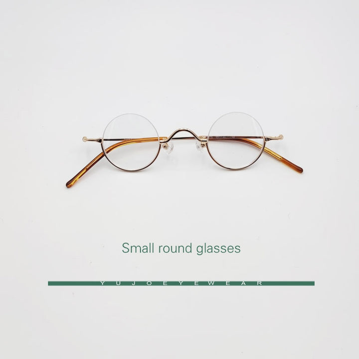 Yujo Unisex Semi Rim Round Stainless Steel Eyeglasses Customized Lens Options 35mm Semi Rim Yujo   