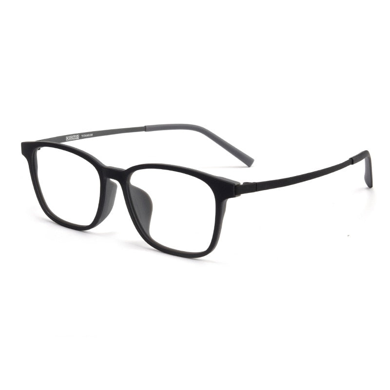 KatKani Unisex Full Rim Titanium TR90 Frame Eyeglasses Hr3095t Full Rim KatKani Eyeglasses Black Gray  