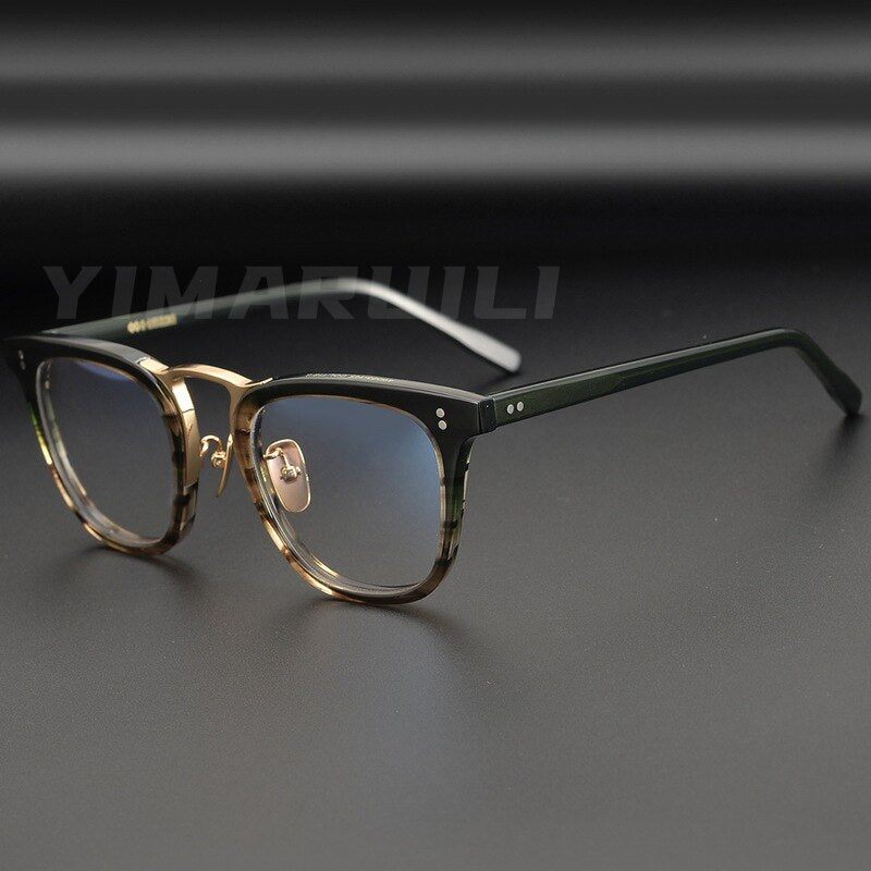 Yimaruili Men's Full Rim Acetate Frame Eyeglasses Y001 Full Rim Yimaruili Eyeglasses ArmyGreen  