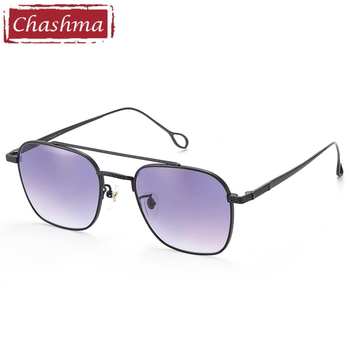Chashma Unisex Full Rim Titanium Double Bridge Frame Sunglasses 8369 Sunglasses Chashma Black Frame  
