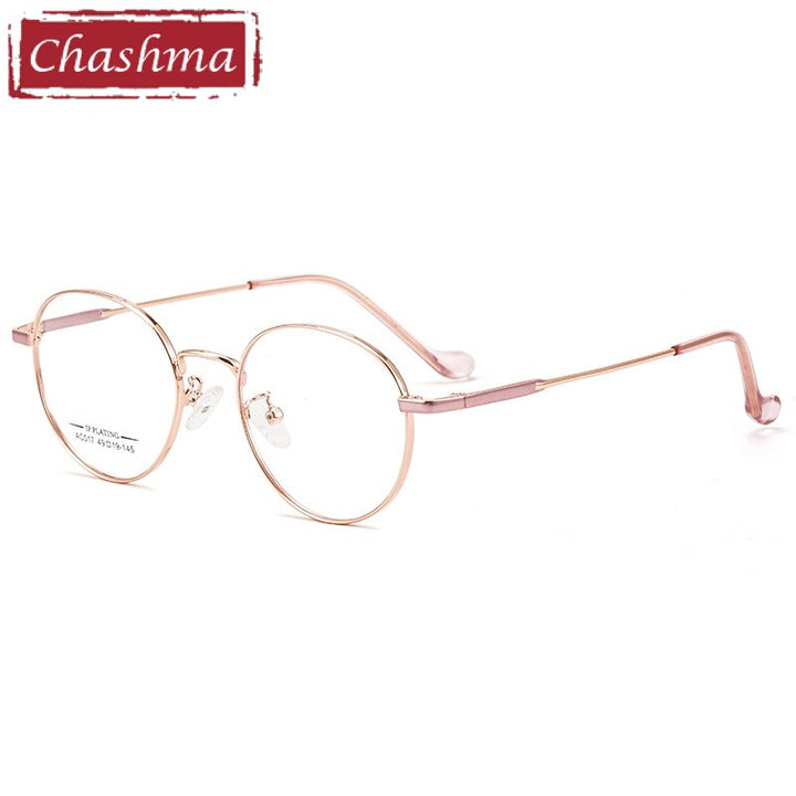 Chashma Ottica Unisex Full Rim Oval Stainless Steel Eyeglasses A017 Full Rim Chashma Ottica Pink Rose Gold  