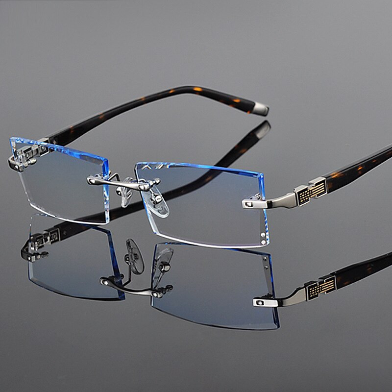 Reven Jate 58050 Alloy Rimless Diamond Cutting Man Glasses Frame Eyeglasses Men Eyewear Rimless Reven Jate silver  