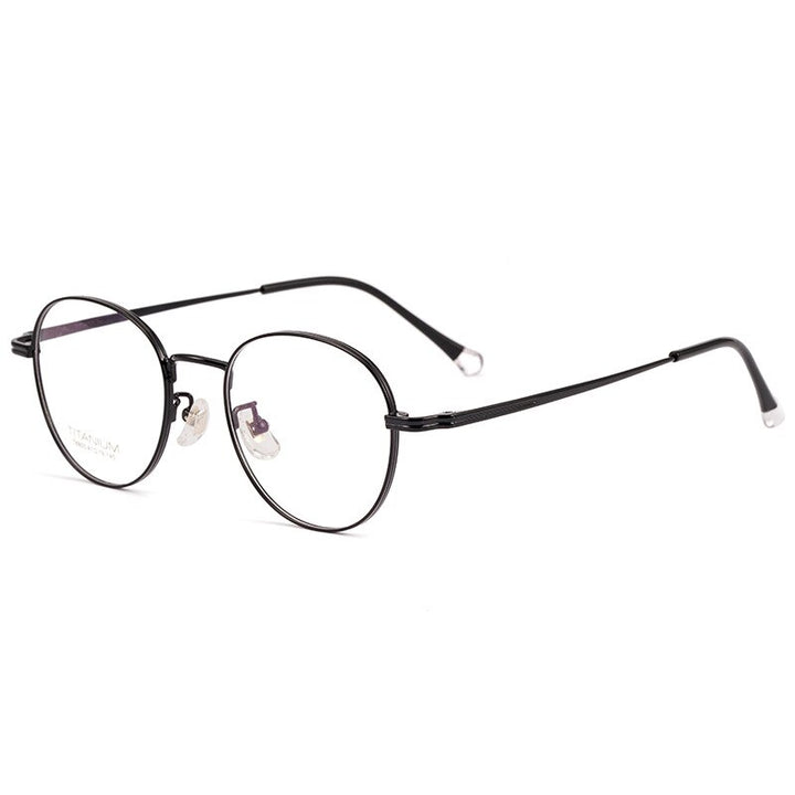 Aissuarvey Titanium Round Full Rim Frame Unisex Eyeglasses T8805 Full Rim Aissuarvey Eyeglasses black  