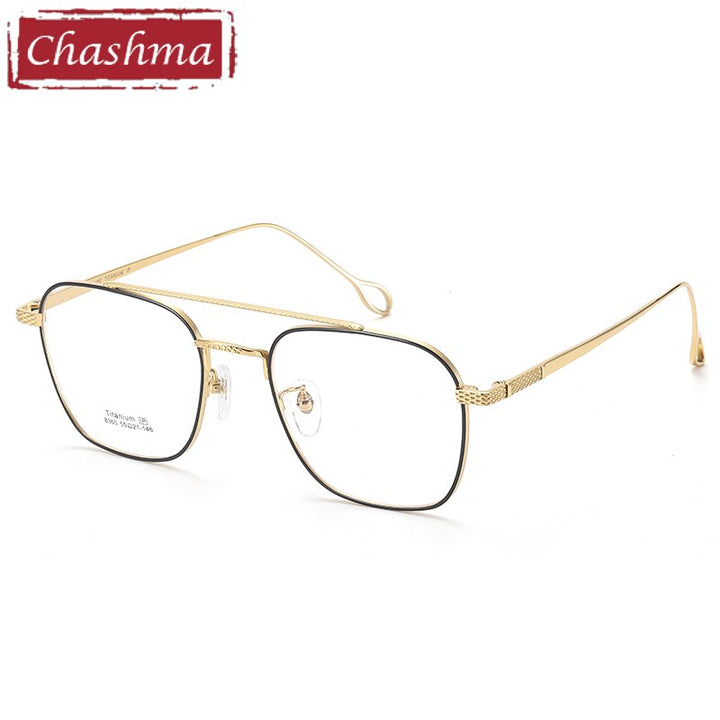 Unisex Square Full Rim Titanium Frame Eyeglasses 8365 Full Rim Chashma Black Gold  