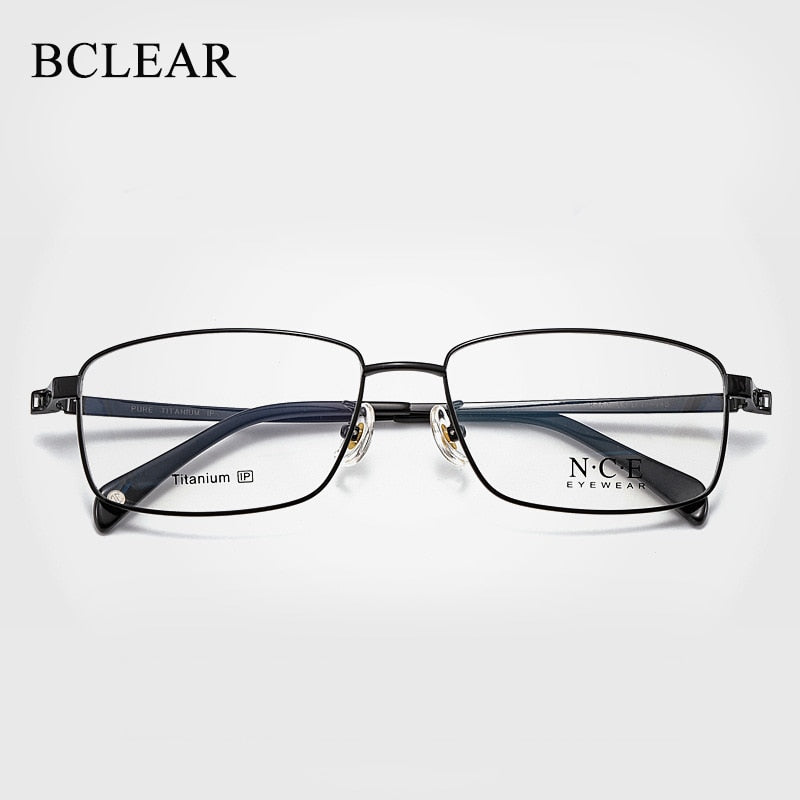 Bclear Men's Full Rim Square Titanium Eyeglasses Sc8357 Full Rim Bclear black  