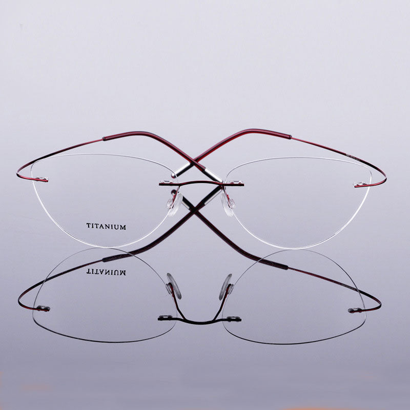 Reven Jate Unisex Rimless Oval Cat Eye Titanium Eyeglasses 20003 Rimless Reven Jate   