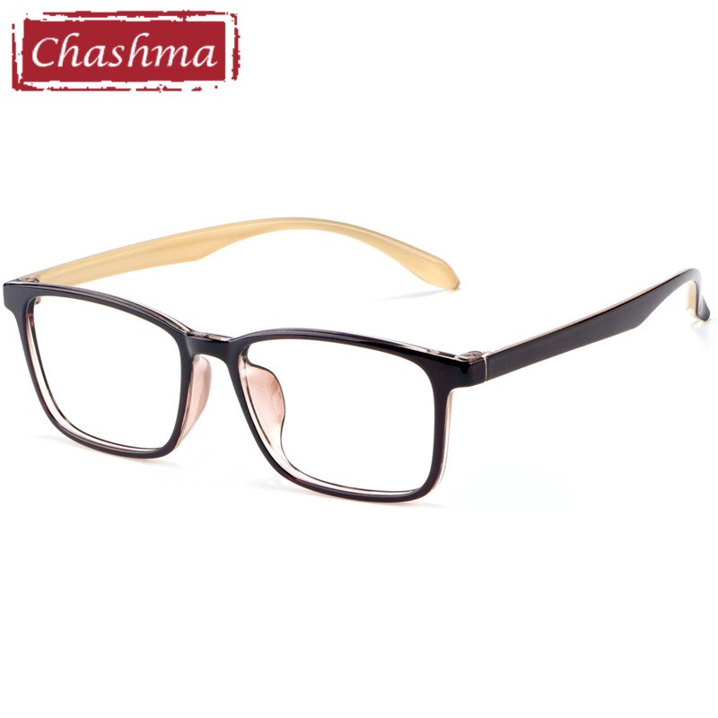 Unisex Eyeglasses Plastic Titanium TR90 Light Flexible 3058 Frame Chashma Black with Brown  