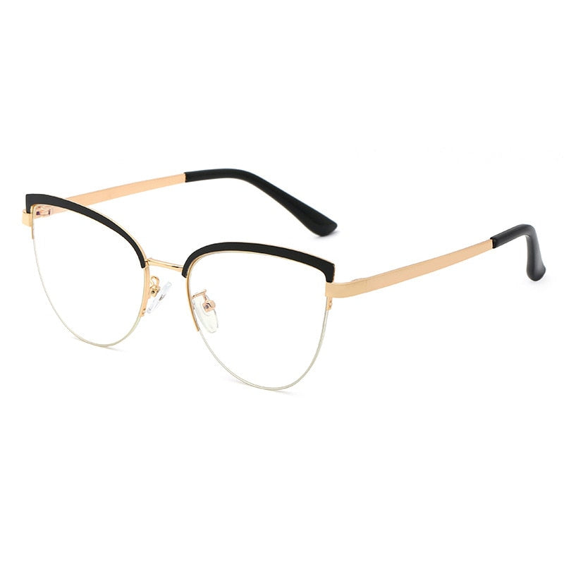 Hotony Women's Full Rim Cat Eye Alloy Frame Eyeglasses 95679 Full Rim Hotony black  