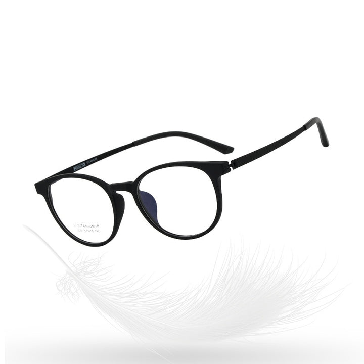 KatKani Unisex Full Rim Round β Titanium Alloy Frame Eyeglasses 023091 Full Rim KatKani Eyeglasses   