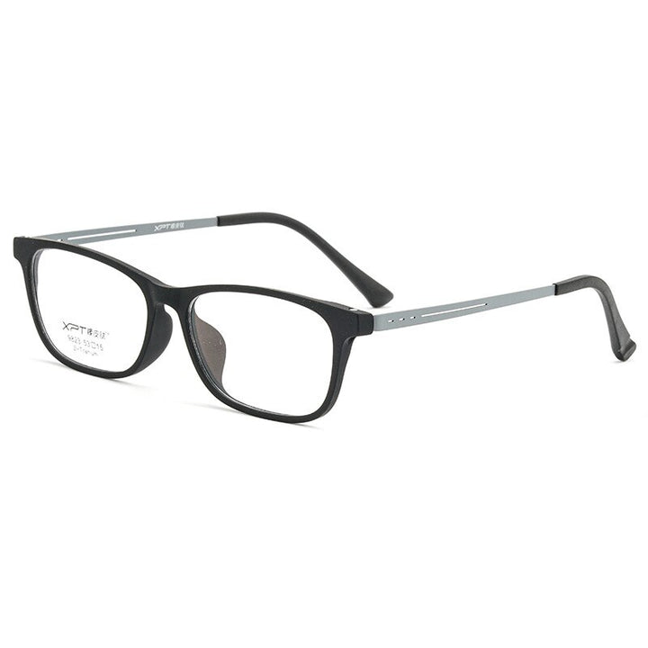 KatKani Unisex Full Rim TR 90 β Titanium Square Frame Eyeglasses K9823 Full Rim KatKani Eyeglasses Black Gray  