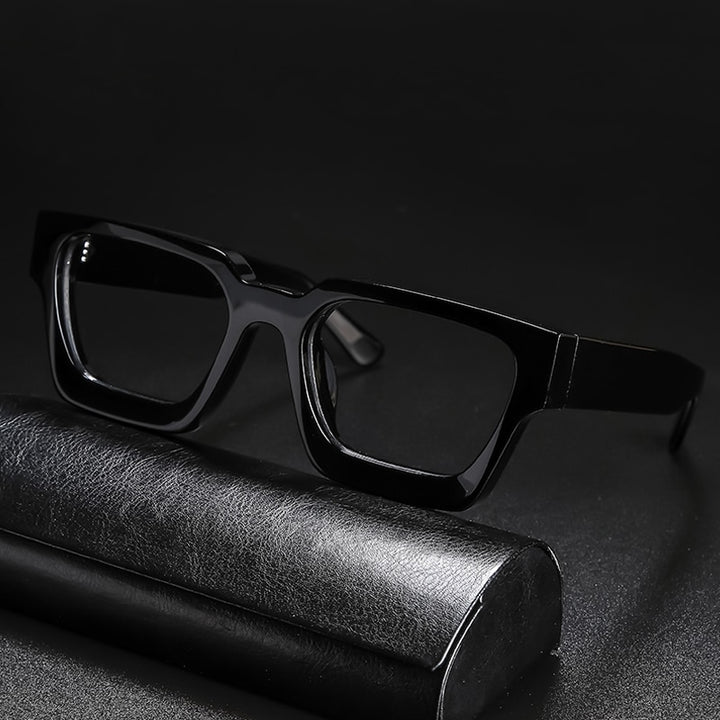 Gatenac Unisex Full Rim Square Acetate Frame Eyeglasses Gxyj724 Full Rim Gatenac Black  