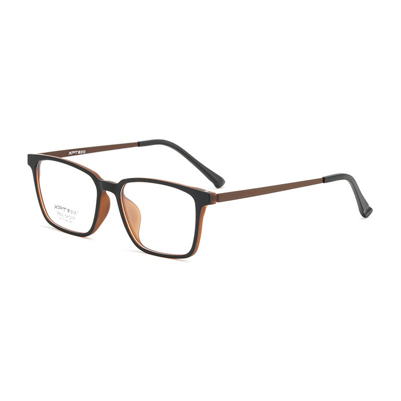 Hotony Unisex Full Rim Square TR 90 Resin B Titanium Frame Eyeglasses Full Rim Hotony Coffee  