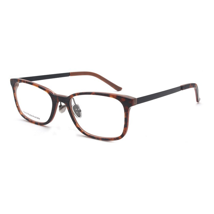Reven Jate 6519 Acetate Full Rim Flexible Eyeglasses Frame For Men And Women Eyewear Frame Spectacles Full Rim Reven Jate Leopard  