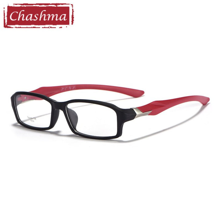 Men's Eyeglasses Plastic Titanium Sport 6059 TR90 Sport Eyewear Chashma Black with Red  