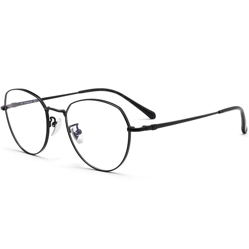 Muzz Men's Full Rim Square Oval Titanium Frame Eyeglasses 15012 Full Rim Muzz Black  