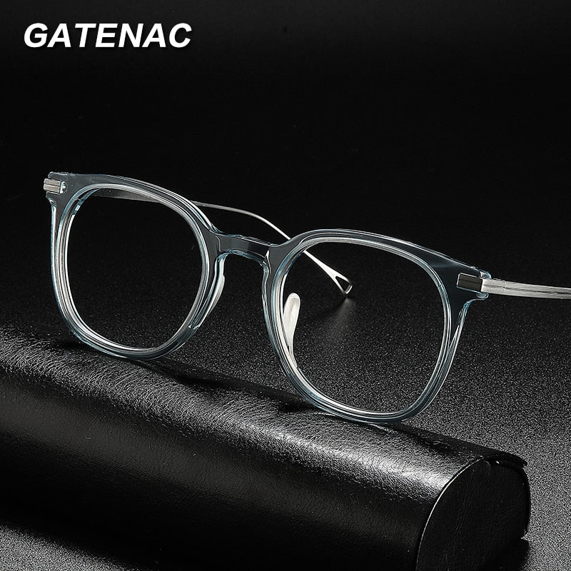 Gatenac Unisex Full Rim Round Titanium Acetate Frame Eyeglasses Gxyj689 Full Rim Gatenac   