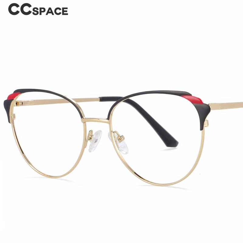 CCspace Women's Full Rim Round Cat Eye Alloy Frame Eyeglasses 54007 Full Rim CCspace   