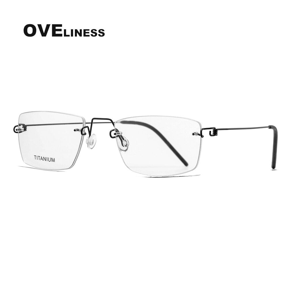 Oveliness Unisex Rimless Square Screwless Titanium Eyeglasses R02 Rimless Oveliness black  