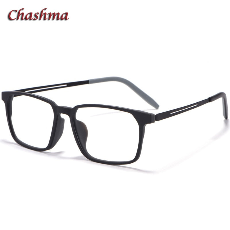 Chashma Ochki Unisex Full Rim Square Tr 90 Titanium Eyeglasses 8878 Full Rim Chashma Ochki Black Gray  