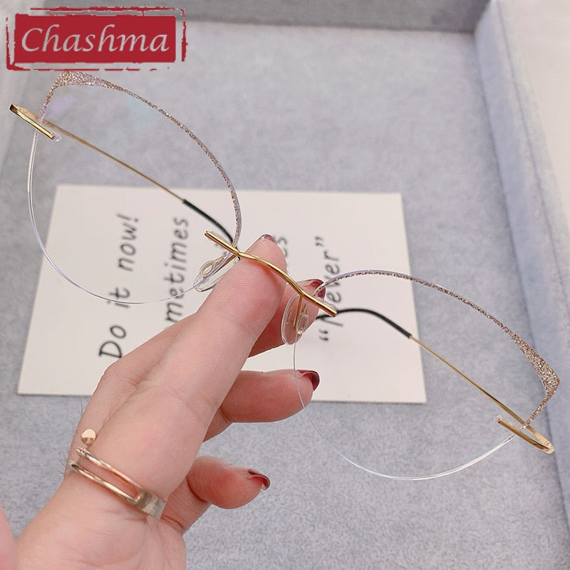 Chashma Ottica Women's Rimless Square Cat Eye Titanium Eyeglasses 16016c Rimless Chashma Ottica   