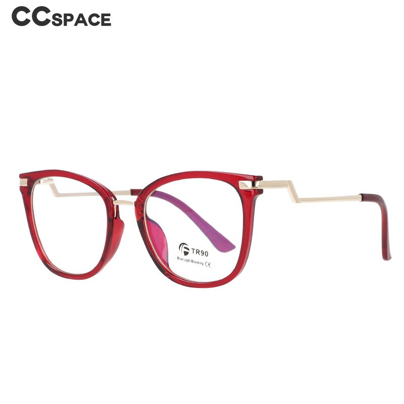 CCSpace Unisex Full Rim Square Cat Eye Tr 90 Titanium Frame Eyeglasses 51099 Full Rim CCspace   
