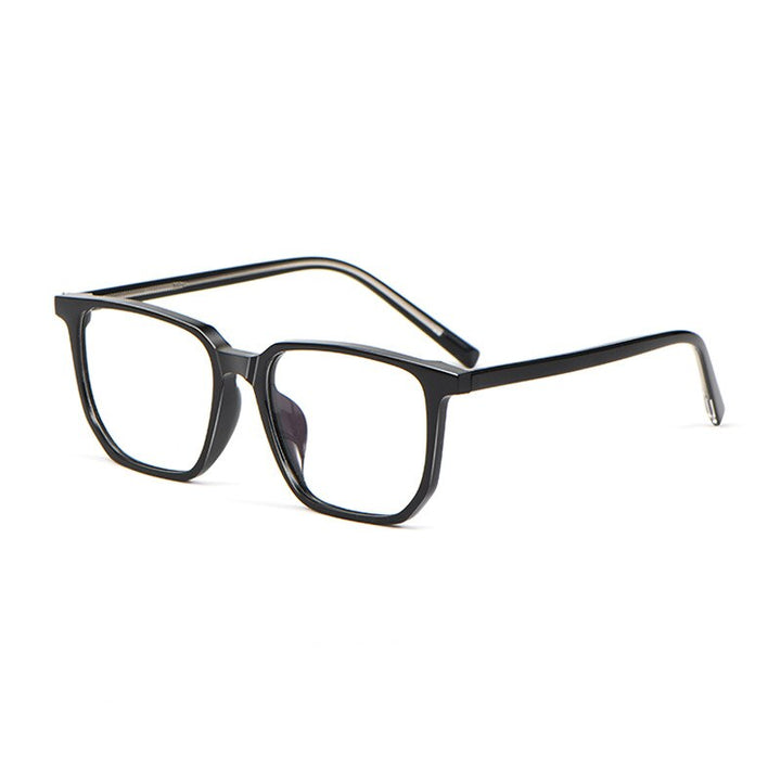 KatKani Unisex Full Rim Acetate Sheet Metal Core Square Frame Eyeglasses 09d6810 Full Rim KatKani Eyeglasses Black Transparent  