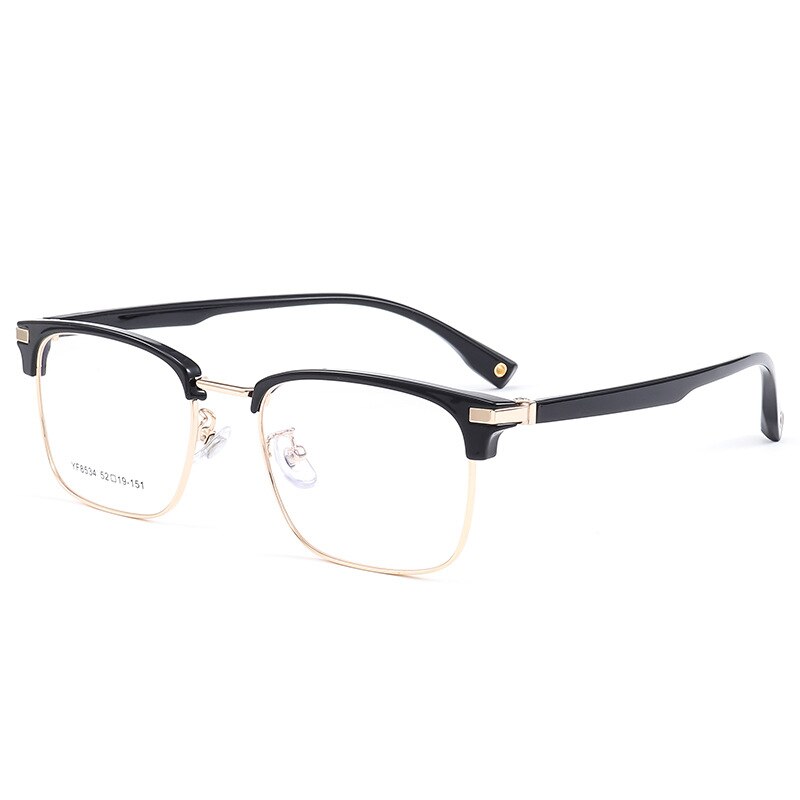 Yimaruili Men's Full Rim Square Electroplated Alloy Frame Eyeglasses 8534YF Full Rim Yimaruili Eyeglasses Black Gold  