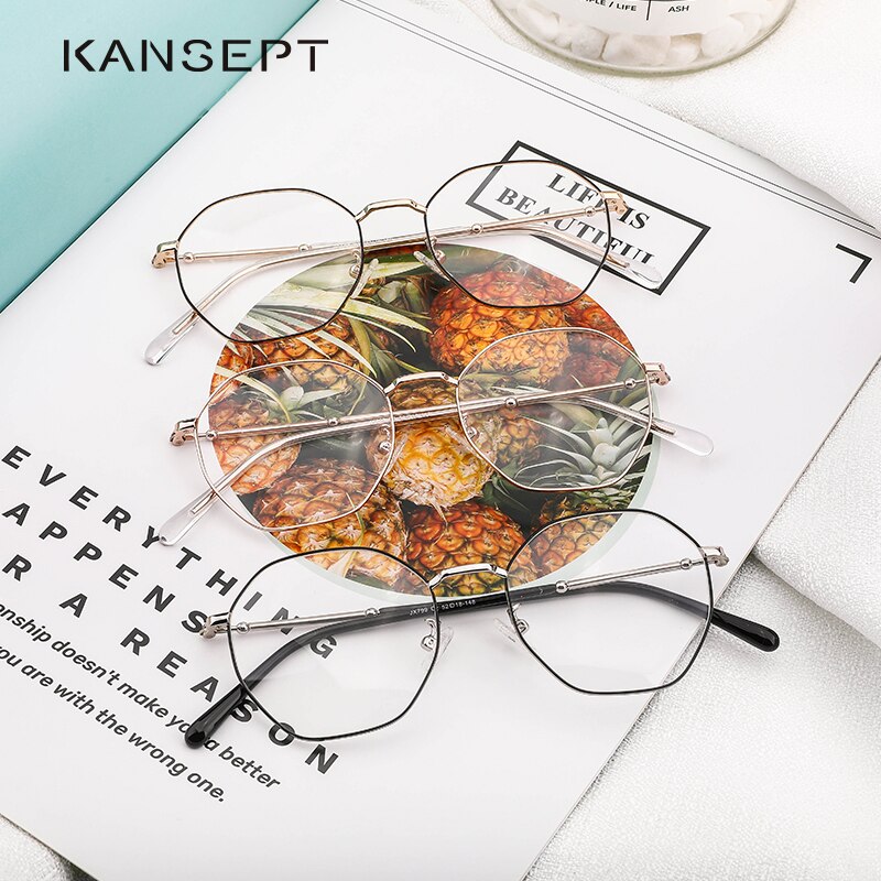 Kansept Women's Full Rim Stainless Steel Polygon Round Frame Eyeglasses Jx799 Full Rim Kansept   