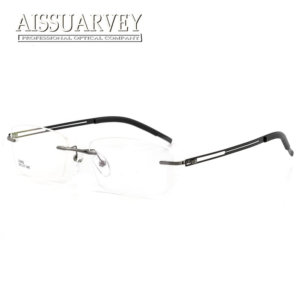 Aissuarvey Men's Rimless Titanium Alloy Frame Eyeglasses As52001 Rimless Aissuarvey Eyeglasses gray  
