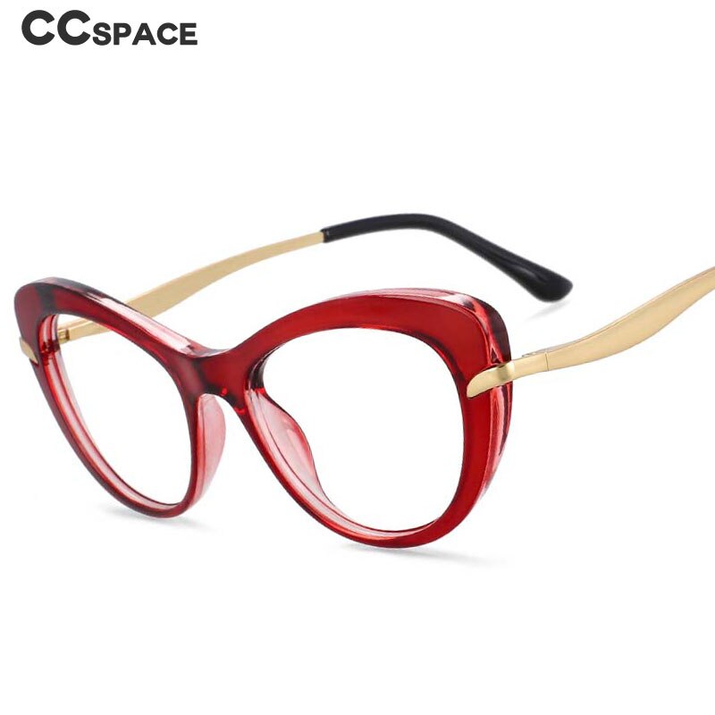 CCspace Women's Full Rim Cat Eye Tr 90 Titanium Frame Eyeglasses 54024 Full Rim CCspace   