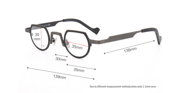 Muzz Men's Full Rim Irregular Flat Top Round Titanium Frame Eyeglasses T7020 Full Rim Muzz   