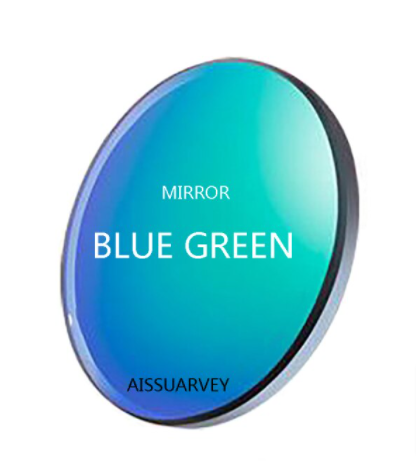 Aissuarvey Polarized Single Vision Sunglass Lenses Lenses Aissuarvey Sunglass Lenses 1.56 Mirror Blue Green 