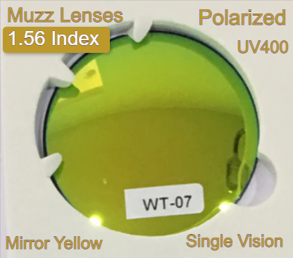 Muzz Single Vision Aspheric Polarized Tinted Sunglass Lenses Lenses Muzz Lenses 1.56 Mirror Yellow 