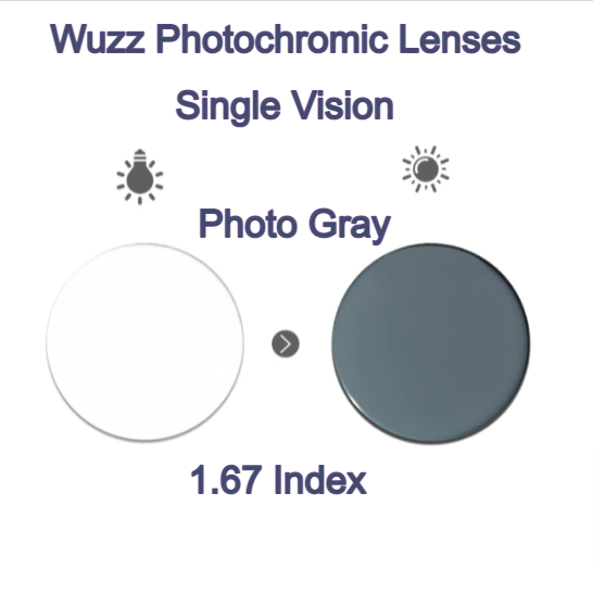 Muzz Single Vision Aspheric Photochromic Lenses Lenses Muzz Lenses 1.67 Gray 