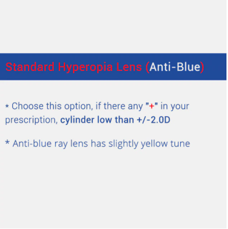 Ralferty 1.67 Hyperopia Single Vision Anti-Blue Lenses Color Clear Lenses Ralferty Lenses   